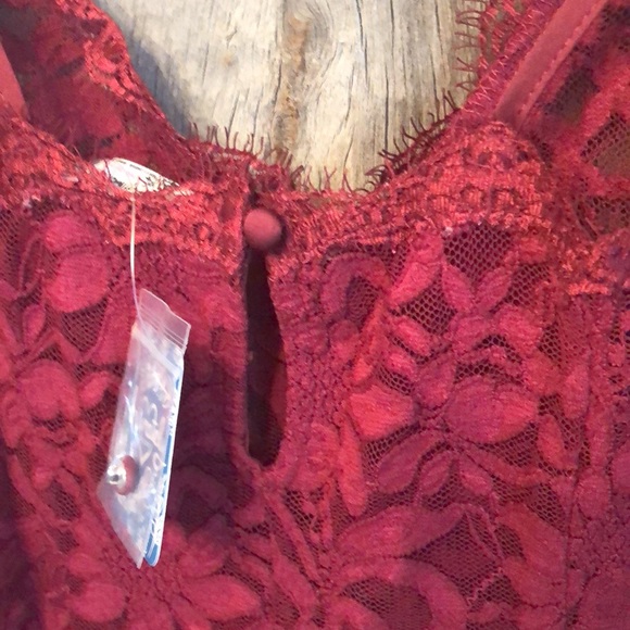 Free People Intimately Bedroom Date Lace Bodysuit Red Medium - Picture 8 of 16